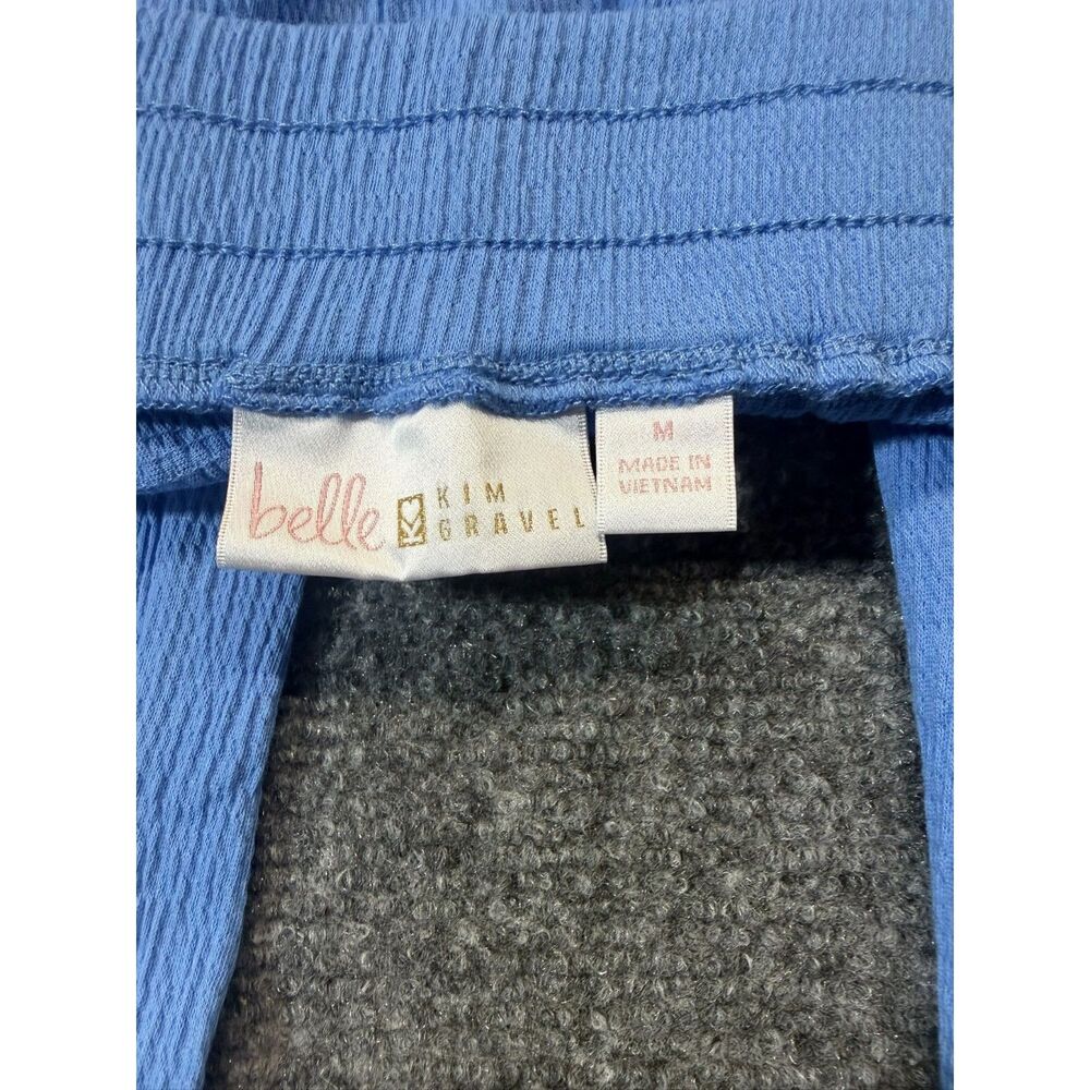 Belle by Kim Gravel 2 Piece Set Women L Blue Button Shirt Wide Leg Pants Travel - Picture 12 of 15